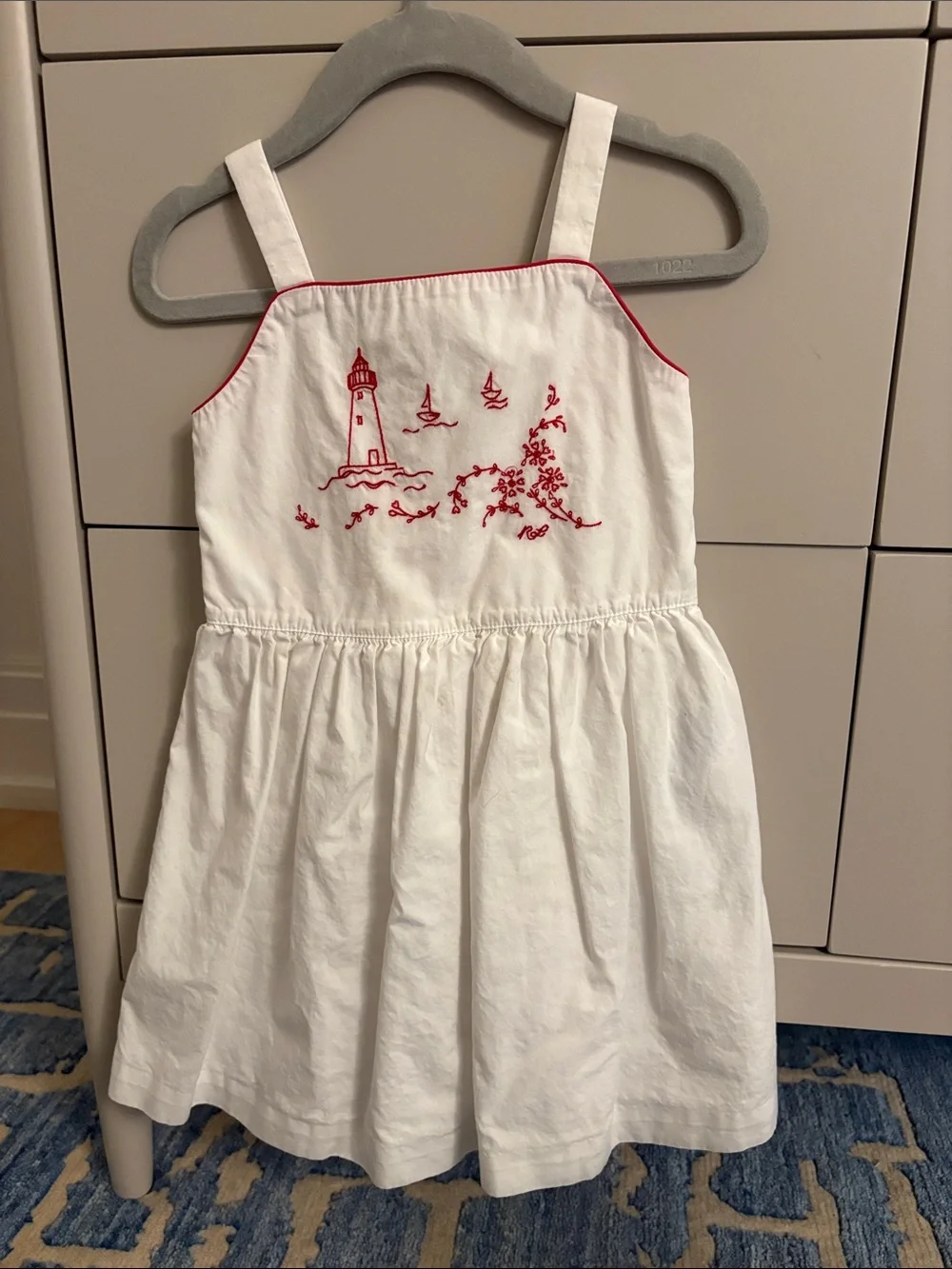 Ralph Lauren White Sundress with Red Embroidery